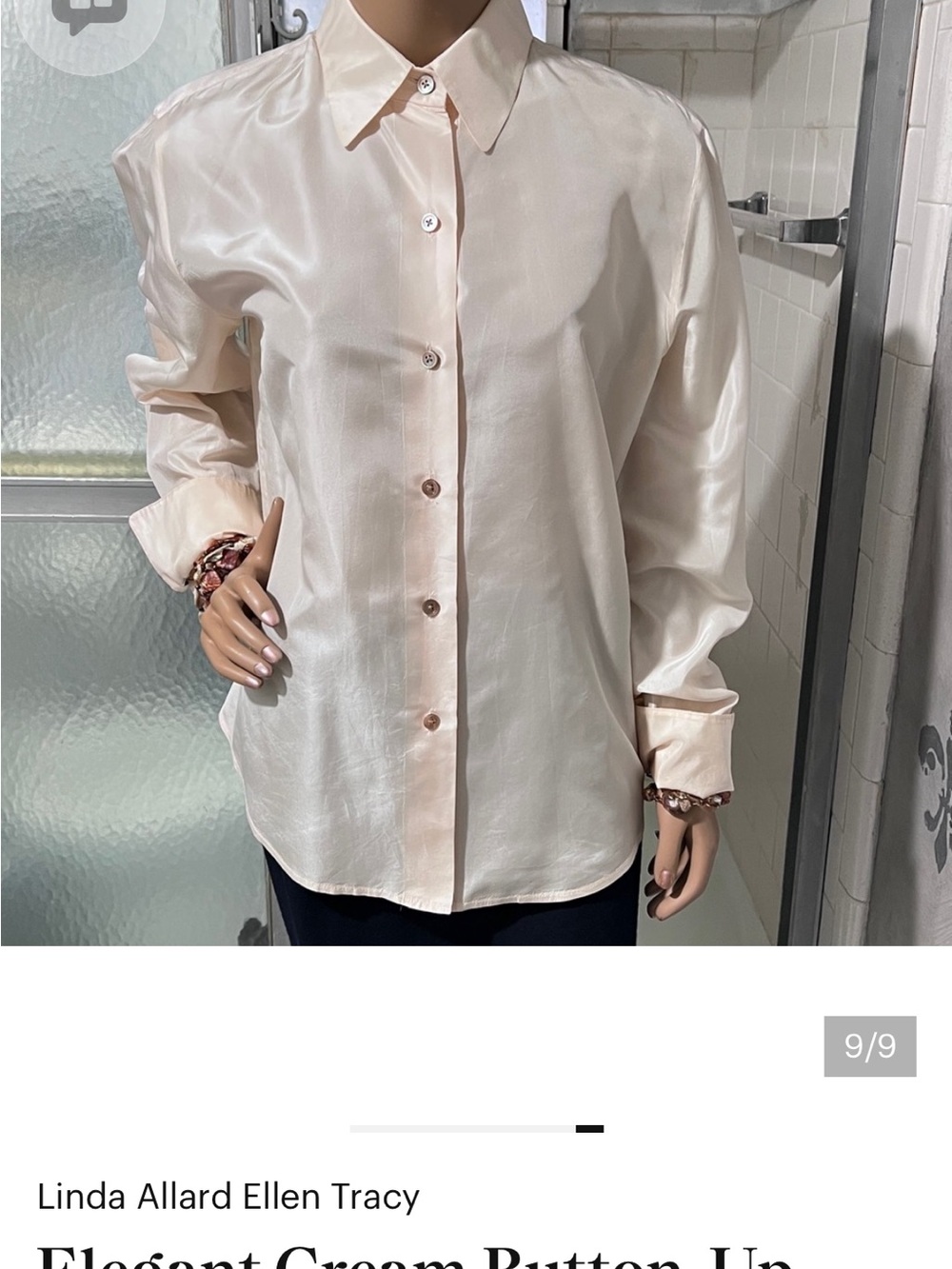 Elegant Luxury Cream Silk Button-Up Blouse | French
Cuff Sleeves | Worn Once☑️ - Picture 7 of 9
